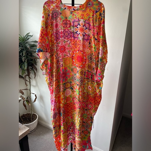 NWT Johnny Was|| KALEIDA KAFTAN, S/M, Rainbow Boho, MSRP $298, Cover up - Picture 5 of 9